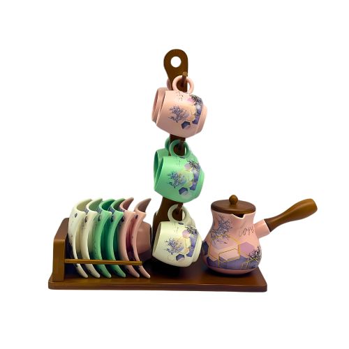 Coffee Set + Porcelain Jug, 14 Pieces, Al-Andalus Brand, High-quality Material