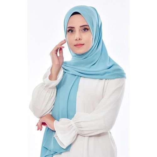 Long Scarf Crepe Solid Baby Blue Color