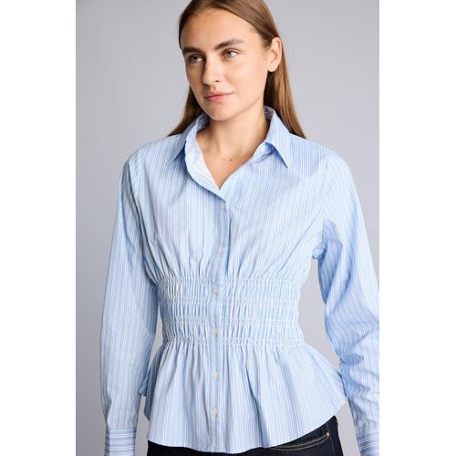 Fitted Shirt Collar Striped Poplin Shirt