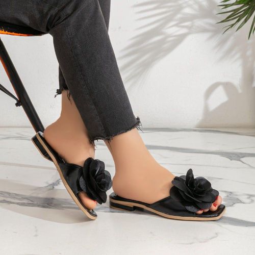 Slipper Flat Rose for Women - Black
