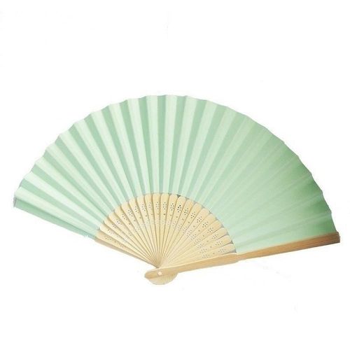 2pcs Hand Folding Fan – Wooden Frame – green