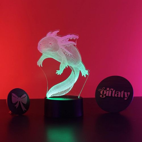 3D Axolotl Night Light – Mexican Salamander Illusion LED Acrylic Lamp, Warm White Kids Bedroom Decor, Unique Christmas Birthday Gift for Boys Girls Axolotl Lovers