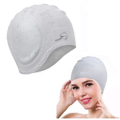 Silicone Swimming Cap with 3D Ear Protection Waterproof for Adults