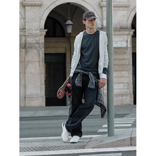Hooded Long Sleeve Men's Zip-Up Sweatshirt
