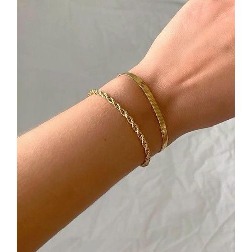 Style Duo Bracelet Set – Snake Chain & Braided Bracelet Combo