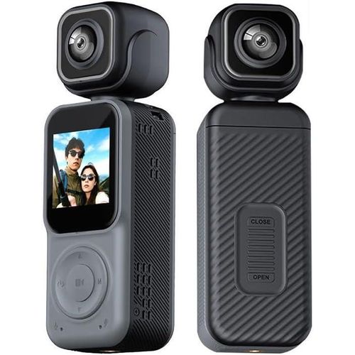 Thumb Action Camera 4K Body Camera Tiny Size Handheld Action Camera Dual Lens HD 180 Degree Rotating Small Body Camera with WiFi Portable Vlogging for Cycling Hiking Outdoor32GB Included