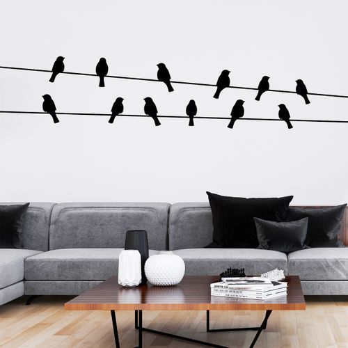 Birds Wall Decoration Sticker - 35 X 170 Cm - Black