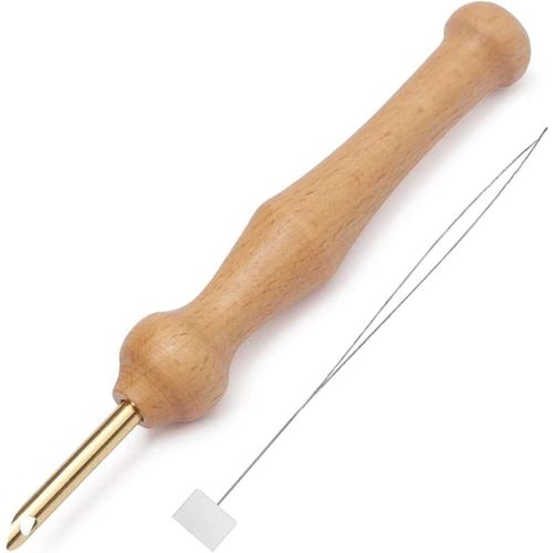 Keismodye Wooden Pen Punch Needle Embroidery, Weaving Tool with Needle Threader for DIY Craft Stitching and Art Craft Sewing