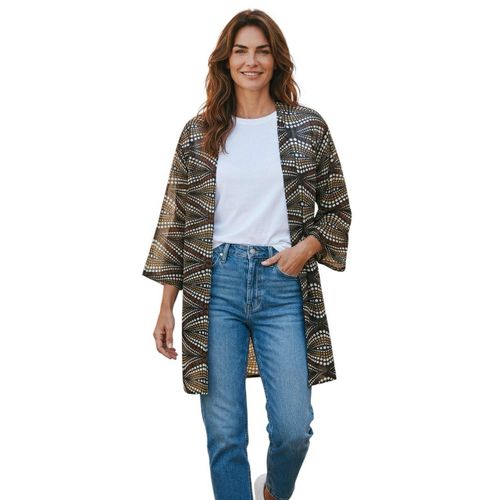 Printed Chiffon Kimono with Modern Design