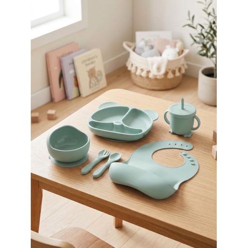 Silicone Baby Feeding Set 6 Pieces - 6-Piece Silicone Baby Feeding Set - Silicone Kids Feeding Set 6 Pieces