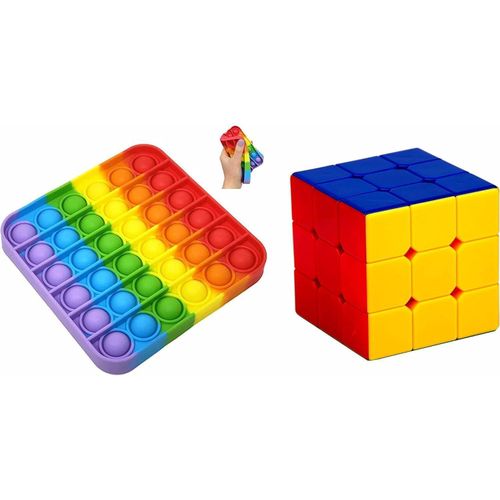 Pop It Fidget ToysPush Pop Bubble Fidget Sensory Toy Fidget Rectangle Shape and Cube Size 3 3 High Speed Sticker Less Magic Puzzle Cube
