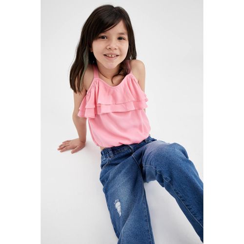 Casual Woven Top Short Sleeve Blouse - Pink