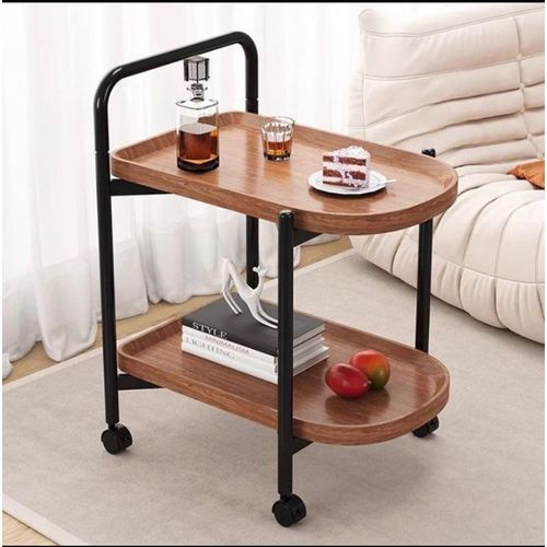 Modern C-Shaped 2-Tier Side Table – Round Coffee & Bedside End Table – Space-Saving Furniture