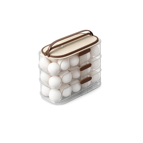 Clear Acrylic Egg Storage Box with 3 Tiers for Refrigerator, Large Capacity Egg Organizer with Lid, Space Saving Fridge Storage Container, Holds up to 30 eggs
