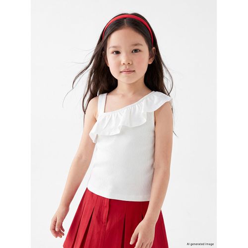 Asymmetric Neck Ruffled Girl's Tank Top