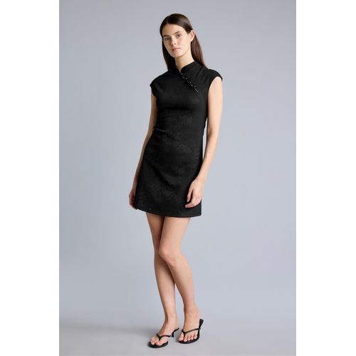 A Cut Crew Neck Printed Mini Dress