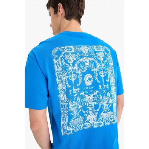 Man Crew Neck Boxy Fit Short Sleeve T-Shirt - Royal