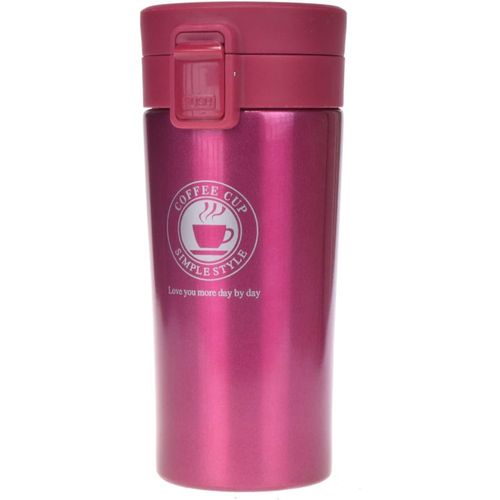 Travel Thermal Coffee Mug, Double Wall Vacuum Insulated Stainless Steel Cup, Wide Mouth Portable Thermal Cup with Lid, 380ml, Red