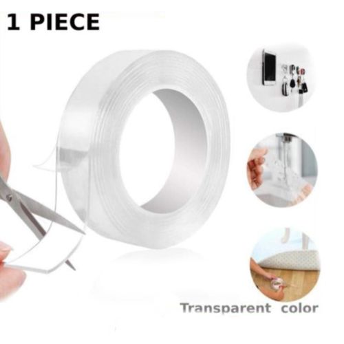 شريط لاصق نانو مزدوج للتثبيت بطول 3 متر – شريط تثبيت جداري شفاف قابل لإعادة الاستخدام، قابل للغسل، قوي الالتصاق من جل النانو لتعليق الصور والملصقات واستخدامات المنزل