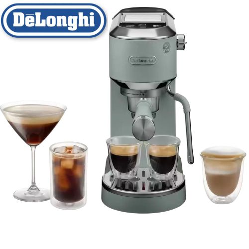 La Specialista Barista Duo Dedica EC890 GR – Manual Pump Espresso Machine – Hot & Cold Coffee Drinks – Latte Steam Wand – Green Color