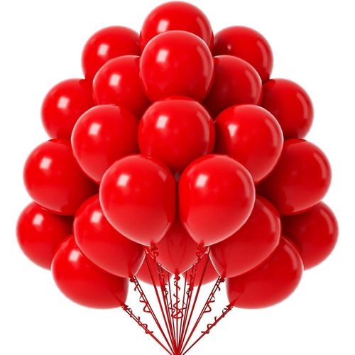 100 Piece Latex Balloons Birthday Balloons Red Color)