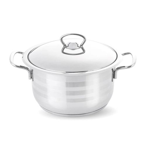 Stainless Steel Striped Pot with handle 16cm