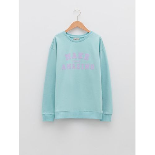 Crew Neck Letter Printed Long Sleeve Girl's Sweatshirt