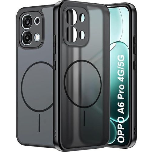 X-Tech Matte Mobile Case Compatible with OPPO A6pro with Camera Protection, Slim Shockproof Cover, Decorative Magnetic Ring (Does Not Support Wireless Charging) - Black