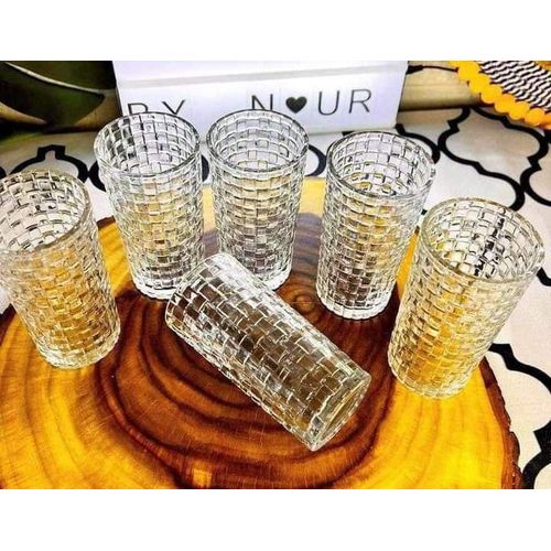 Glass Cup 6 piece tea set For serving Drinks and juices, a modern and distinctive model 6-piece tea glass set for enjoying classic drinks, 220ml capacity