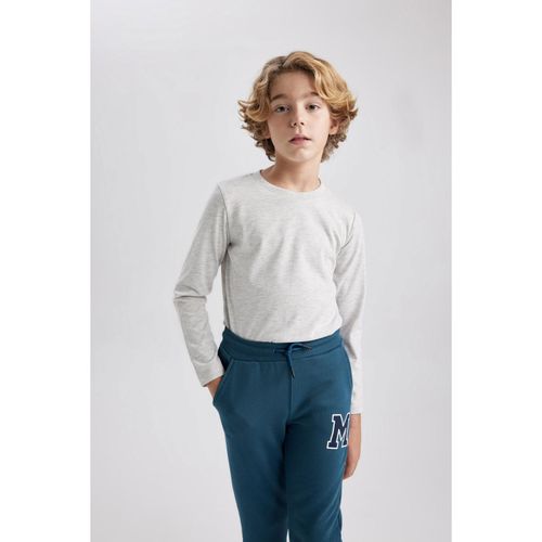 Boys' Crew Neck Basic Plain Long Sleeve T-Shirt