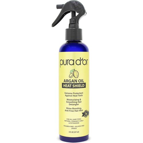Argan Oil Heat Shield Protectant Spray with Select Organic Ingredients, Protects Up To 450º F From Flat Iron & Hot Blow Dry, Leave-In, Define & Shine Dry & Damaged Hair