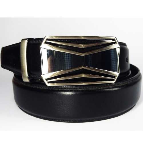 حزام جلد طبيعي للرجال -اسود