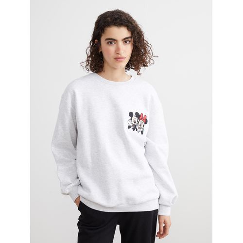 Mickey And Minnie Mouse Embroidered Oversize Women's Sweatshirt