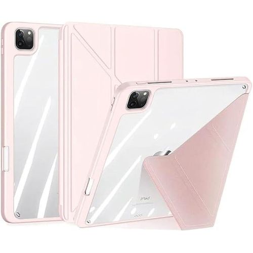 Case for iPad Air 13 inch M2 2024 & iPad Pro 12.9 3rd 4th 5th 6th Generation (2022-2018) with Pencil Holder, 5 in 1 Multiple Viewing Angles, Soft Clear Back Cover, Auto Wake/Sleep pink)