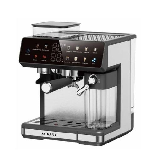 4-in-1 Digital Espresso Machine, 1800 Watts, 20 Bar, Silver and Black - SK-04032