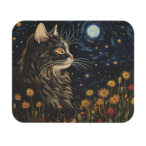 Night Cat Mouse Pad for Laptop and Computer