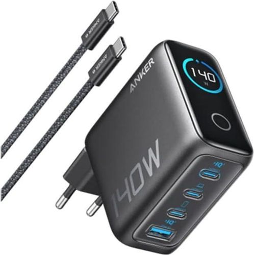 Anker- Charger 140W 4-Port PD 3.1 with USB-C Cable Dark Gray