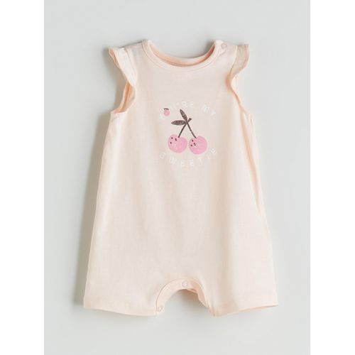 Crew Neck Cherry Printed Baby Girls Jumpsuit