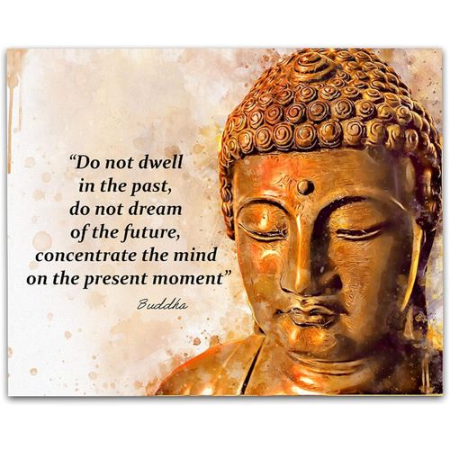 Joy For All Art Buddha Concentrate Mind On The Present Moment Quote Unframed 10x8 Watercolor Style Inspirational Quotation Print Classroom, Office, WFH Decor. Ideal those who practice Mindfulness