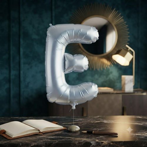 Premium Silver Foil Letter E Balloon - Large Metallic Finish for Luxury Birthday Parties, Weddings, and Elegant Celebrations