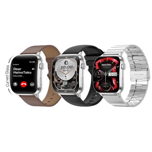 14 Smart Watch, AMOLED Display, Bluetooth Calling, Waterproof, Up to 10 Days Battery Life, Heart Rate Monitor, Blood Pressure Monitor, Sleep Tracking, Curved Glass, Music Control, Weather Updates, Metal Strap, Silver .