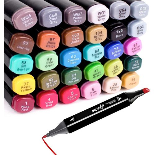 48 Colours Permanent Art Marker, Highlighter Pen for Drawing, Sketching, Colouring, Highlighting and Underlining, Illustration Painting Card Making, Students Manga Artist Sketch Pens Set