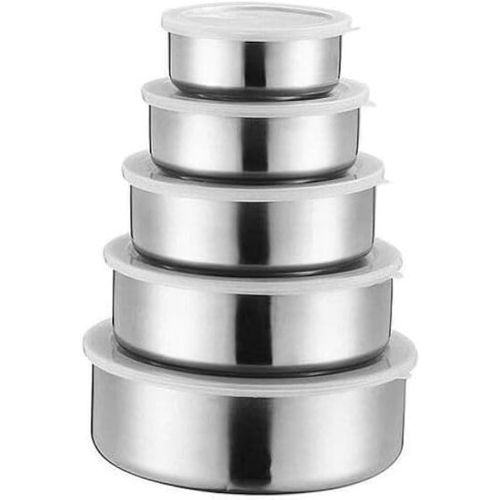5-piece set of original Unisteel stainless steel refrigerator containers for food storage with airtight lids, hygienic and rust-resistant, kitchen storage containers