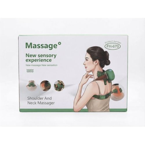Hand-Simulation Neck and Shoulder Massager . Deep Tissue Kneading, Trapezius Trigger Point Therapy, and Soothing Heat Therapy - Cordless, Rechargeable - Green Color