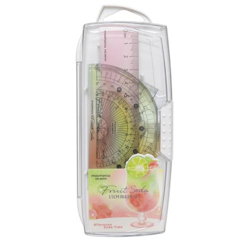 Chenguang Fruit Soda 15cm Ruler Set – 4-Piece Geometry & Measuring Set - 1pcs - No: ARL960HS