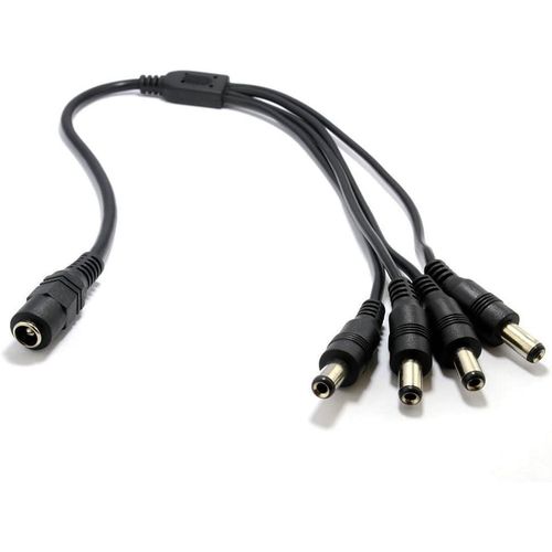 Black DC 1 Female to 4 Male Power Splitter Cable Y Adapter for CCTV Security Cameras