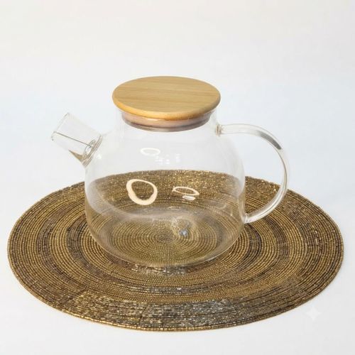 Heat-Resistant Pyrex Glass Teapot with Bamboo Lid & Stainless Steel Infuser - 1000ML Kettle and Teapot with Filter Coil, Stovetop Safe Pyrex Tea Kettle for Tea, Herbal Infusions and Coffee, Elegant Clear Glass Serving Pot