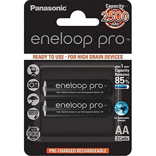 eneloop pro from panasonic- Rechargeable battery up to 500 times, size AA suitable for Digital Camera or electronic wireless Devices