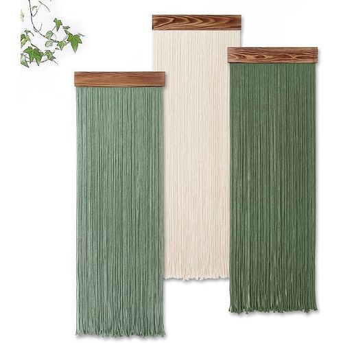 3 Pcs Boho Macrame Wall Hanging Tie-Dye Tapestry Three-color woven tapestry Modern Chic Wall Decor for Apartment Dorm Living Room Bedroom Nursery Backdrop Blue and Green