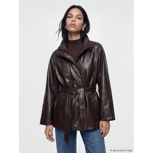 Mock Neck Women's Faux Leather Jacket